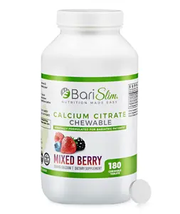 BariSlim Bariatric Calcium Citrate with Magnesium and Vitamin D Tabs - 500 mg of Calcium Citrate Per Serving | Mixed Berry (90 Servings)