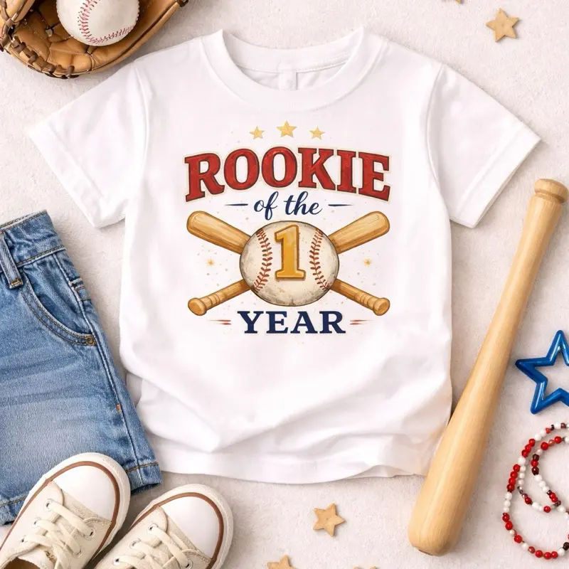 Rookie of the Year Baseball 1st Birthday Shirt