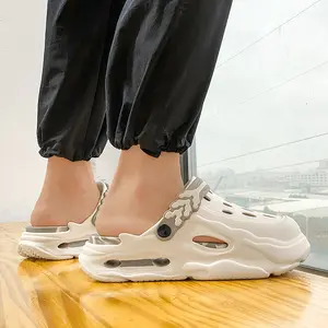 Elevated Bone Sculpted Platform Clogs | 4cm Thick Sole Urban Streetwear Slides | Non-Slip Breathable Fashion Sandals for Men | 2026 Trendy On-Foot Aesthetic Footwear