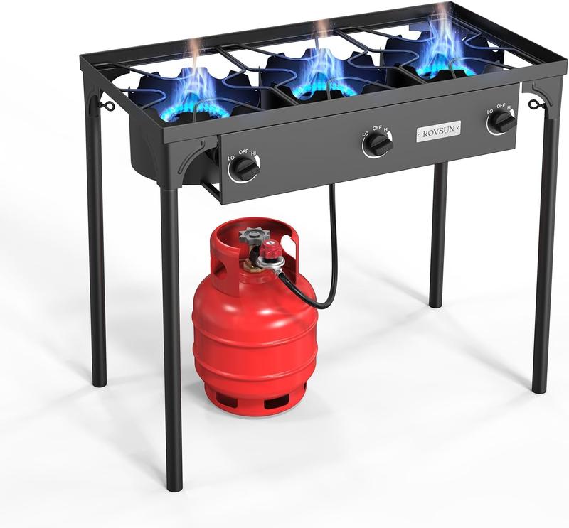 ROVSUN 1/2/3 Burner Propane Gas Stove,75000-225000 BTU High Pressure | CSA Regulator Included | Perfect for Camping, Turkey Frying, Home Brewing & More,TikTokShopBlackFriday