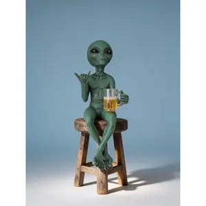 Funny Alien Beverage Drinking Statue Vintage Plastic Humorous Space Decor for Sci-Fi Fans 15cm Perfect for Any Holiday Unique Design Thoughtful Gift Figurine Decoration