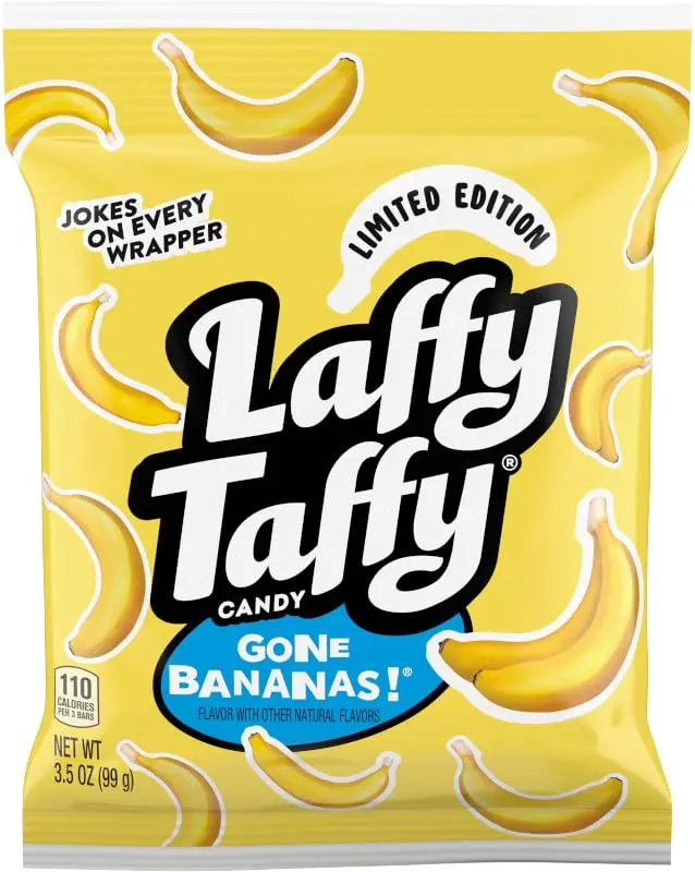 Laffy Taffy Mini Bar Snack Bag - Fruity Banana-Flavored, Chewy Bite-Sized Sweet Candies, 3.5 oz
