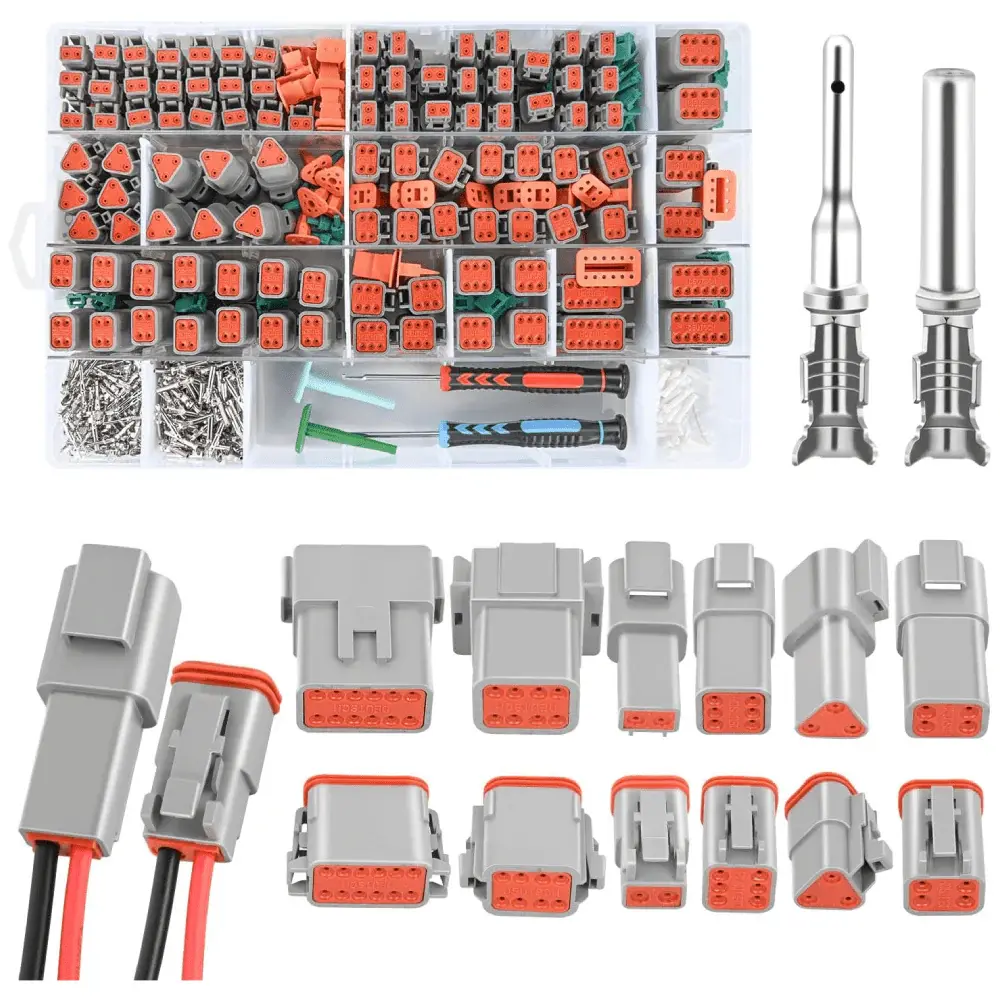 Nilight Waterproof Cable-to-Cable Automotive Connector Kit (50 Sets with Receptacle), Thermoplastic Housings (2/3/4/6/8/12-PIN), 16-Size Stamped-Formed 14-18 AWG Contacts, Secondary Wedgelocks, Removal Tool, Racing-Compatible, 13 A Multiple Pins Design, T