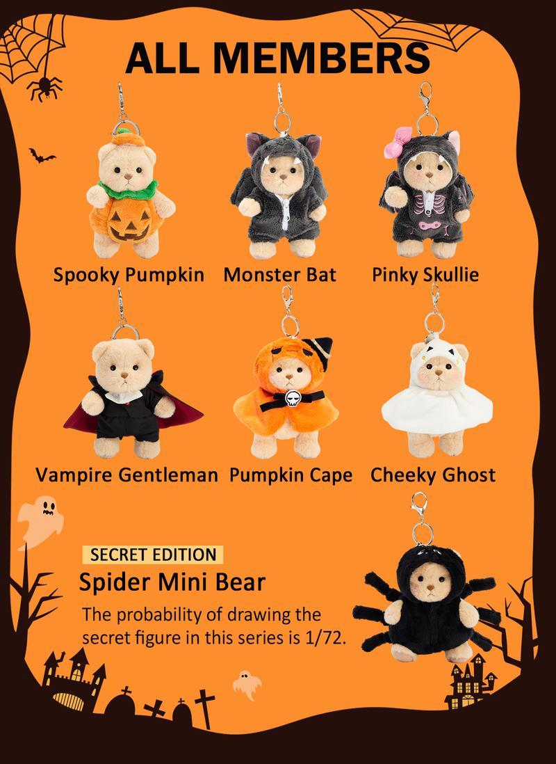 Getahug Halloween Series Mini Bear Blind Box, Halloween Limited Edition 5.9 inches plush Pendant Keychains Bag Charm Gifts