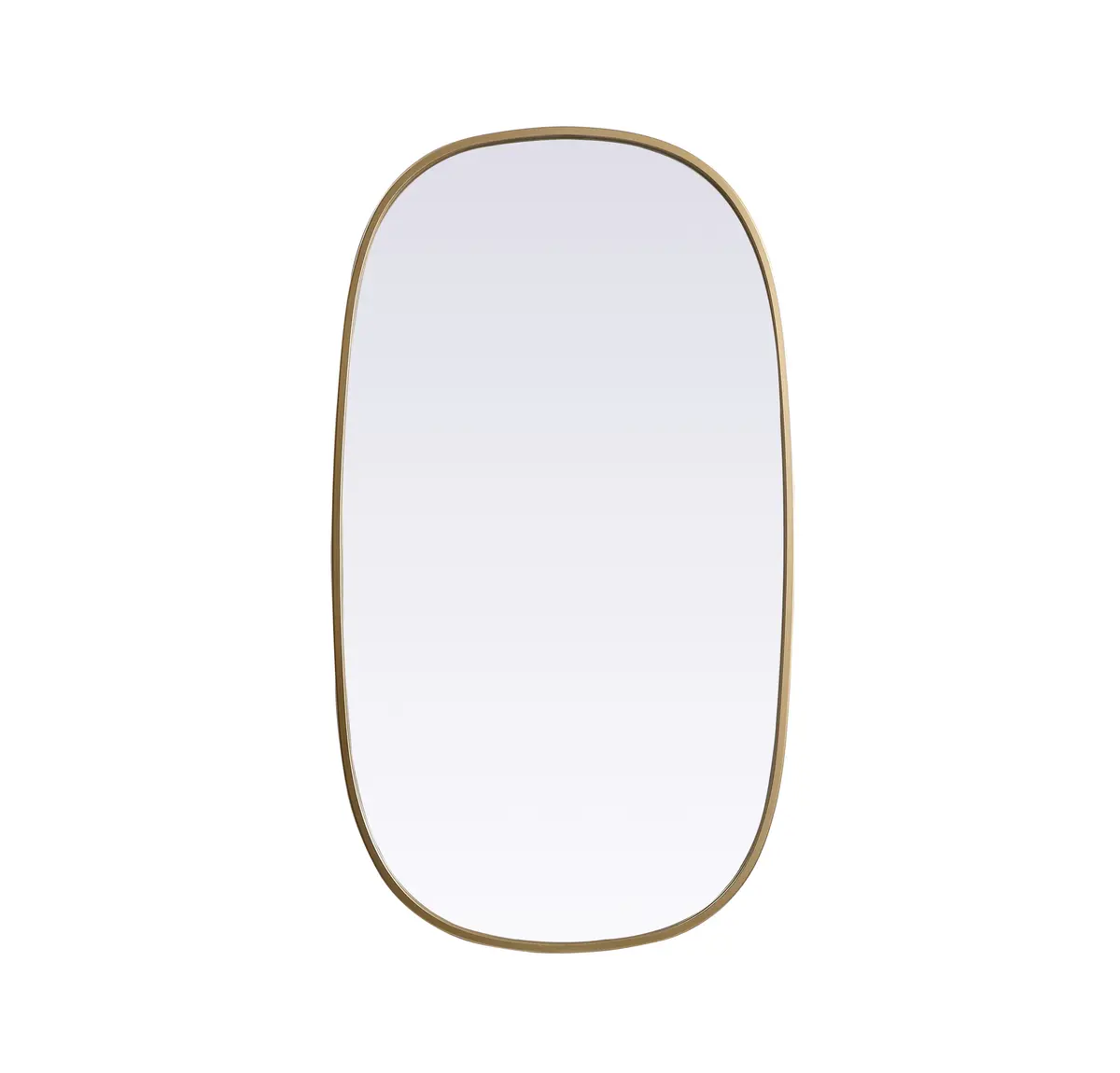 20x36 in Brass Finish Framed Oval Metal Mirror (MR2B2036BRS) - Iron Core, MDF Backing, Wall Mount with Keyhole Hangers, 1-Piece, Depth to Room, Effortlessly Chic and Glamorous for Bathroom Home Decor, One-Piece, Antique Brass Wall-Mounted Mirrors