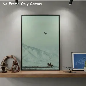 Western Cowboy and B2 Spirit Canvas Poster America Western Style Mountain Wall Art Gift for Men Women Living Room Bedroom Office Decor Waterproof Moisture Proof High Definition Image Quality