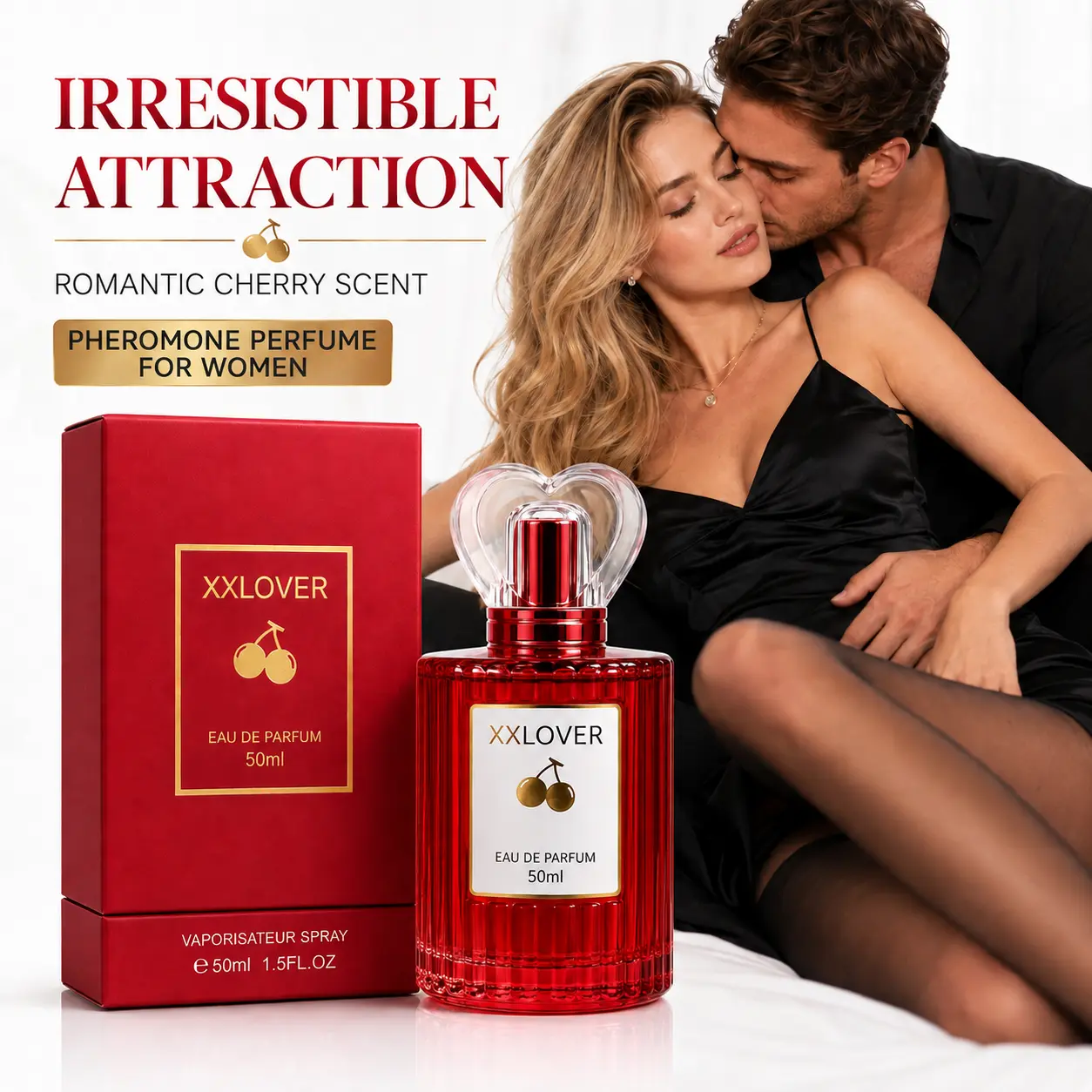 Sweet Cherry Pheromone  for Women Eau de Parfum 50ml Long Lasting 12H Gourmand Scent with Rose Vanilla Amber Musk for Date Night Daily Wear Travel Halloween Christmas Valentine Gift for Her Solar White Floral  delizia di marshmallow ideal pink chiffon