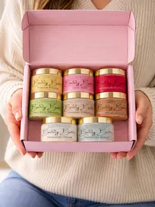 PureBellissimo Luxury Body Butter Collection - 8 Jars of Moisturizing Shea Butter for Soft Smooth Skin in Pink Gift Box