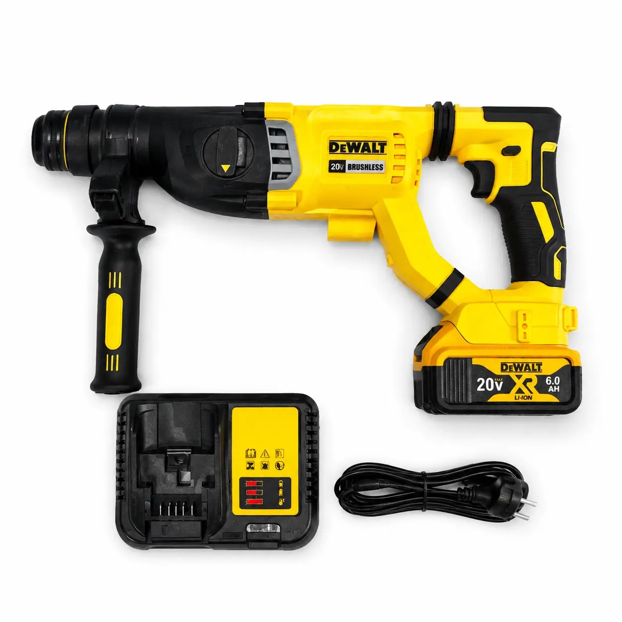 Dewalt DCH263 20V Cordless Rotary Hammer - Pro Level DIY Cordless Drill for Concrete Drilling, DIY Maintenance, Brushless Motor, SDS Plus Chuck, Included Auxiliary Handle, Depth Rod, Carrying Case, Easy Storage, Impact Energy