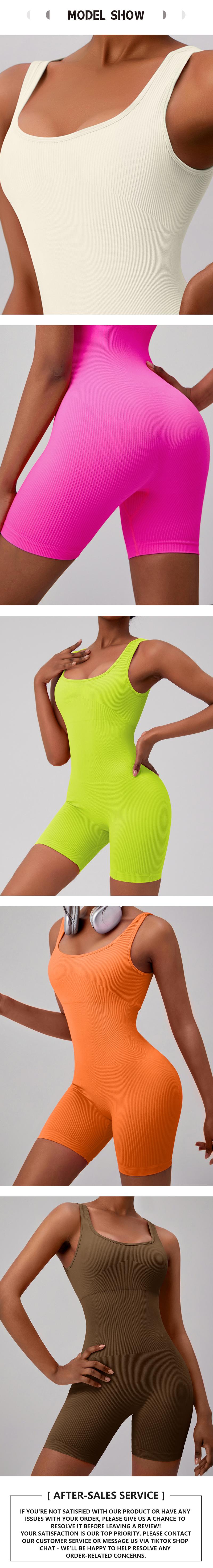 NcmRyu Women's U-Neck Ribbed One-Piece Romper - Slim Sculpting Stretchy Stay-Put Comfort Flattering Fit for Yoga Gym Casual Activewear