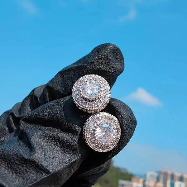 Rhinestone Decorated Stud Earrings - Hiphop Style Costume Jewelry for Women, Men's Accessories, Daily Outfit Accent, Chicago Jewelry Birthday Gift, Earring For Women, Comfortable & Secure, Cubic Zirconia, Earring Length: 16Mm