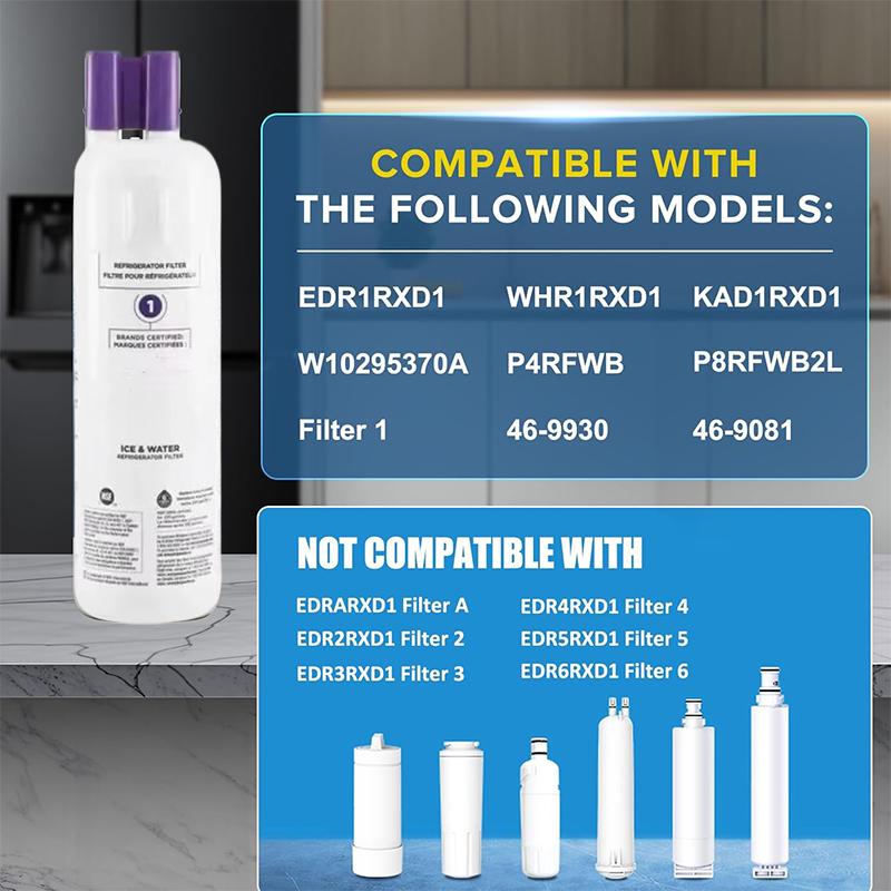【ORIGINAL GENUINE】10PCS EDR1RXD1 Refrigerator Water Filter Compatible with Whirlpool W10295370A Everydrop Filter 1, EDR1RXD1B, W10295370, WHR1RXD1, KAD1RXD1, P4RFKB2, P8RFWB2L, 46-9930, 46-9081