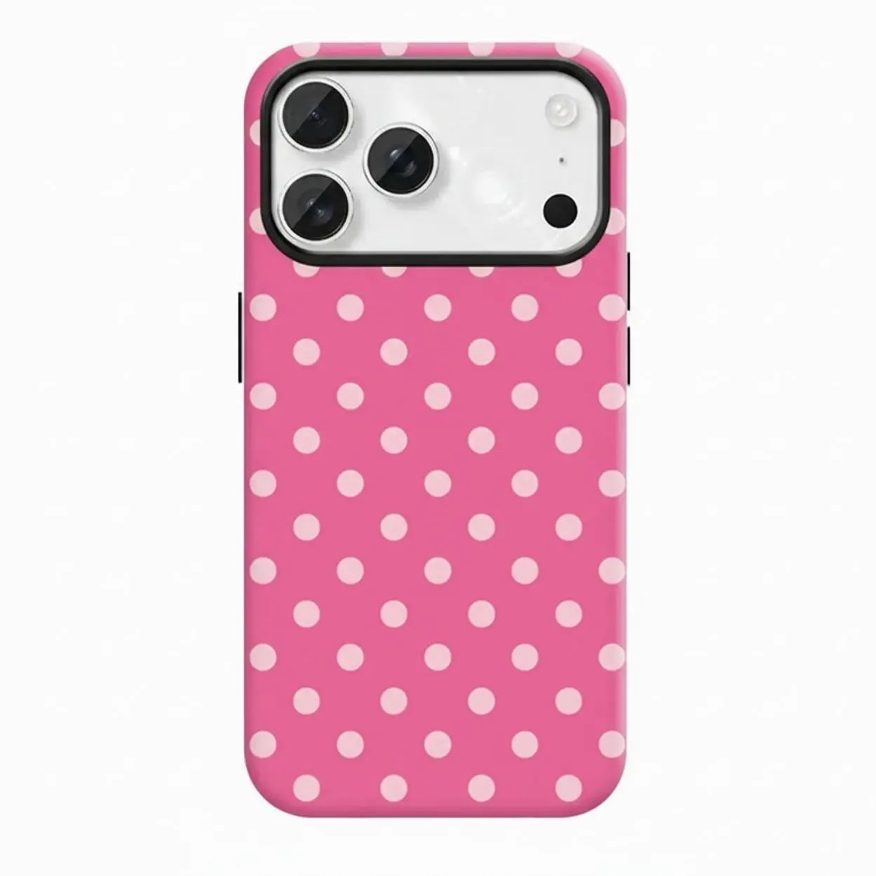 Preppy Hot Pink Polka Dot Phone Case, Cute Coquette Aesthetic Phone Cover,Hot Pink & Light Pink Polka Dot Aesthetic Phone Case Smartphone Shockproof with Accessories