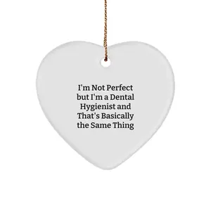 Funny Dental Hygienist Gifts from Friends - Heart Ornament, Perfect for Coworkers, Unique Christmas Decorations, Inspirational Quote 'I'm Not Perfect'