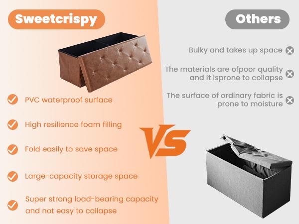 【NEW COLOR】Folding Storage Ottoman Bench, Foot Rest Stool with Padded Seat, Large Toy Box Storage Chest with Seatin, Holds up to 660 lb-Grey