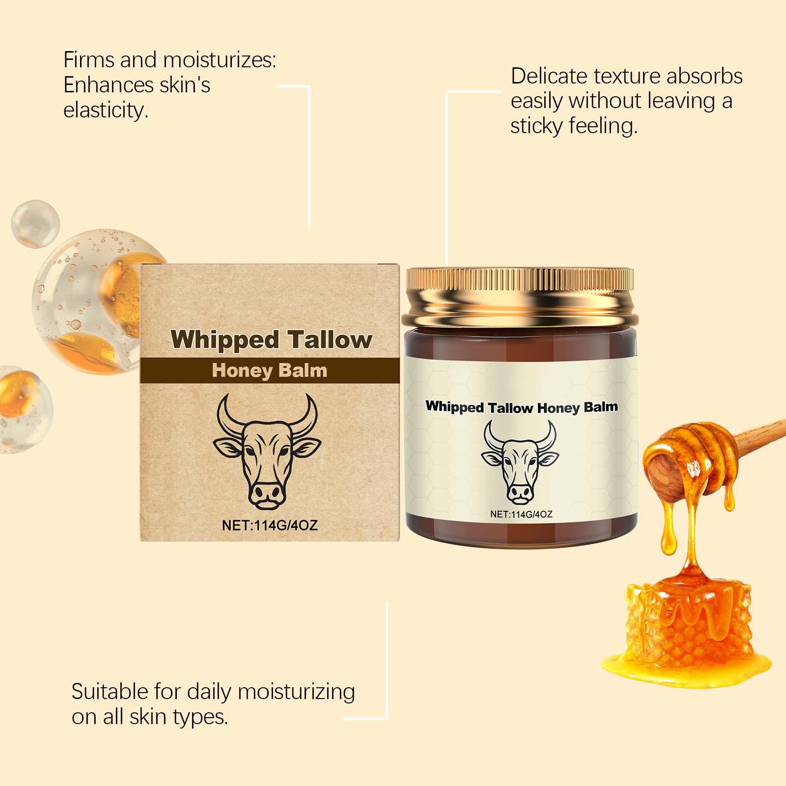 Lopeie Whipped Grass-Fed Beef Tallow Honey Balm - 4 Oz,Moisturizing Cream for Soft, Smooth Skin - Handmade All-Natural Moisturizer - Lavender