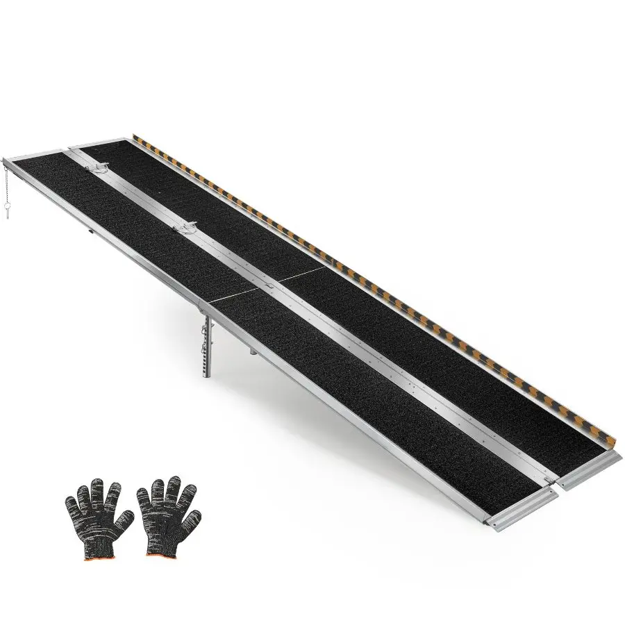 VEVOR Portable Wheelchair Ramp, 10FT, Non-Slip Aluminum Folding Handicap Ramp for Wheelchair, 800 lbs Capacity, Door Threshold Ramps for Home Steps, Stairs, Entry, Threshold, Doorways, Scooter, Curbs