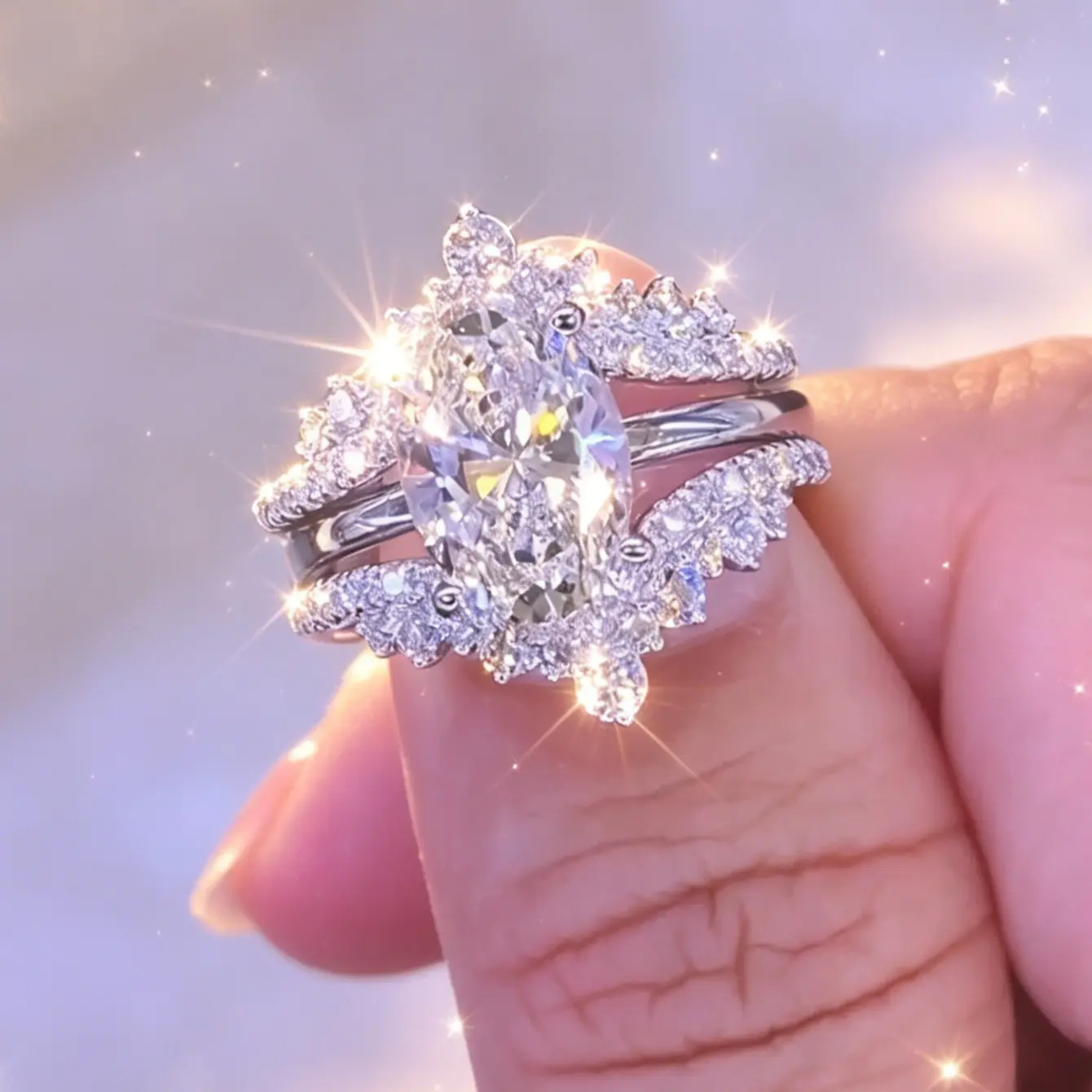 2pcs/set of New Couple Rings Set Wedding Band Rings for Women Anniversary Ring Unique Rings Wedding Engagement Promise Bride Rings Promise It Is Suitable As A Gift for Parties Banquets, Festivals, Mother's Day Christmas  Valentine's Day.