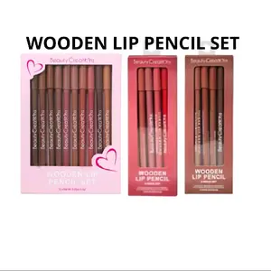 Beauty Creations Wooden Lip Pencil 6 Piece Set - Smooth Berry & Cocoa Cherry Lipliner for Perfect Lip Definition & Color - Ideal for Makeup Enthusiasts Cosmetic