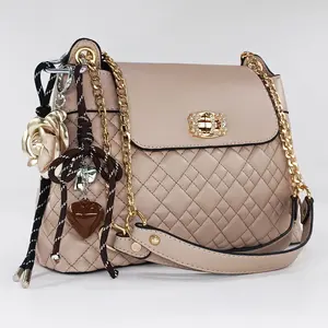 Medium Size Women's Crossbody Bag with Luxury Quilted Design, Smooth PU Leather Flap & Diamond-Patterned Stitching