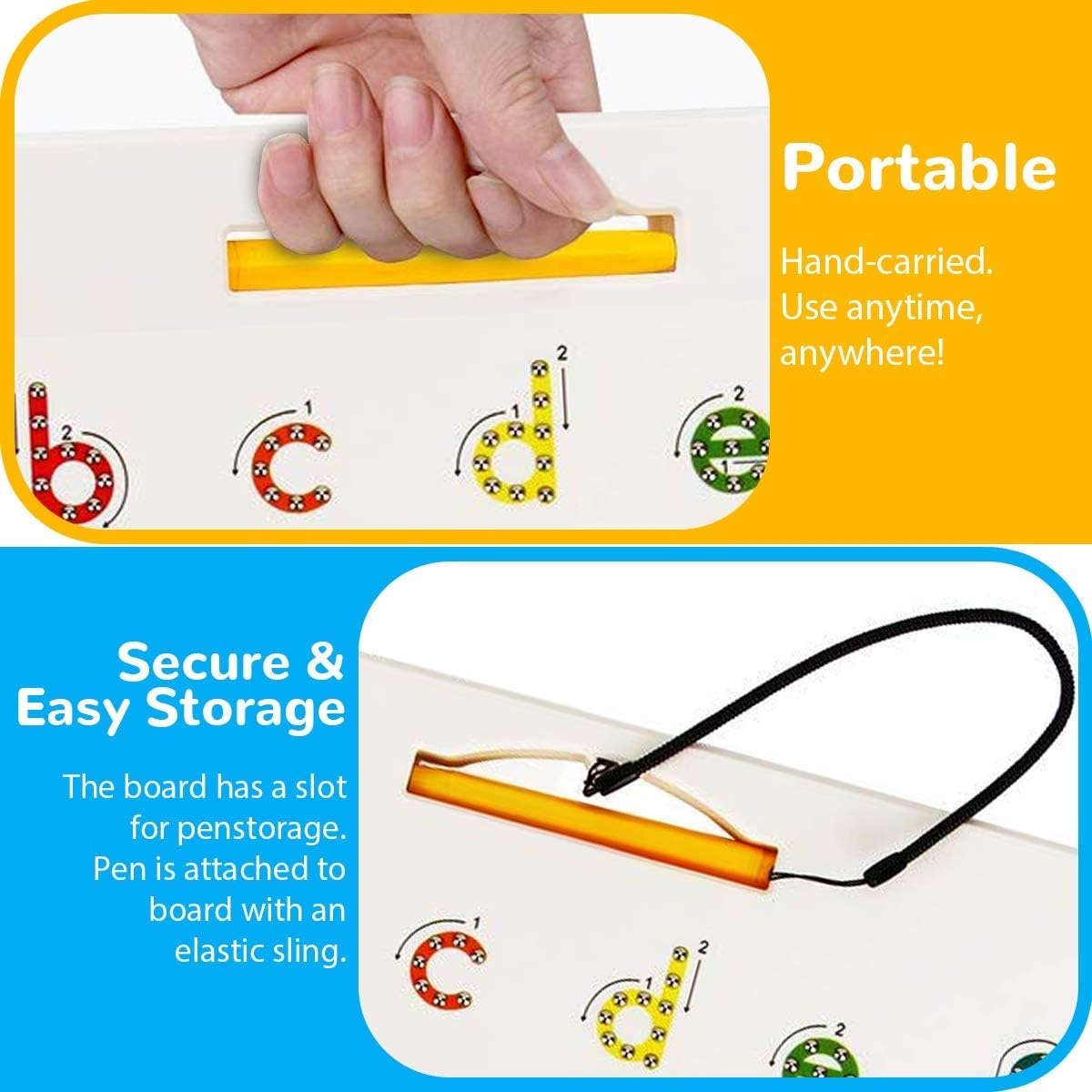 2-in-1 Double-Sided Magnetic Letter Tracing Board – Montessori ABC Learning board for Toddlers, Alphabet Writing Practice Board with Uppercase & Lowercase Letters, Educational Preschool Sensory Travel Toy for Kids Ages 3-5