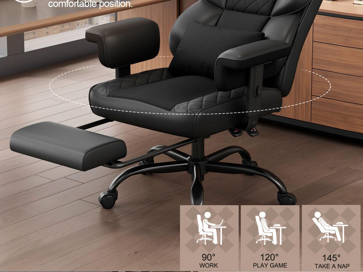 Vonesse Big and Tall Office Chair, Computer Chair with Soft Adjustable Armrests, Ergonomic Gaming Chair with Breathable Linen Design, Executive Chairs with Footrest V3048A