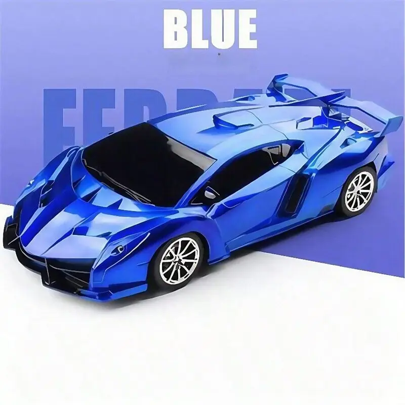 Remote Control Car High Speed Drift Racing Super Sports Car with LED Lights All Terrain Tires RC Toys for Boys Girls Birthday Gift Blue