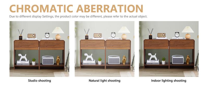 Giratree 24.8" Fluted Nightstand Set of 2 with Charging Station, Modern Bed Side Table End Table with Drawer Storage, Large Wooden Night Stands Bedside for Bedroom Living Room Sofa Office