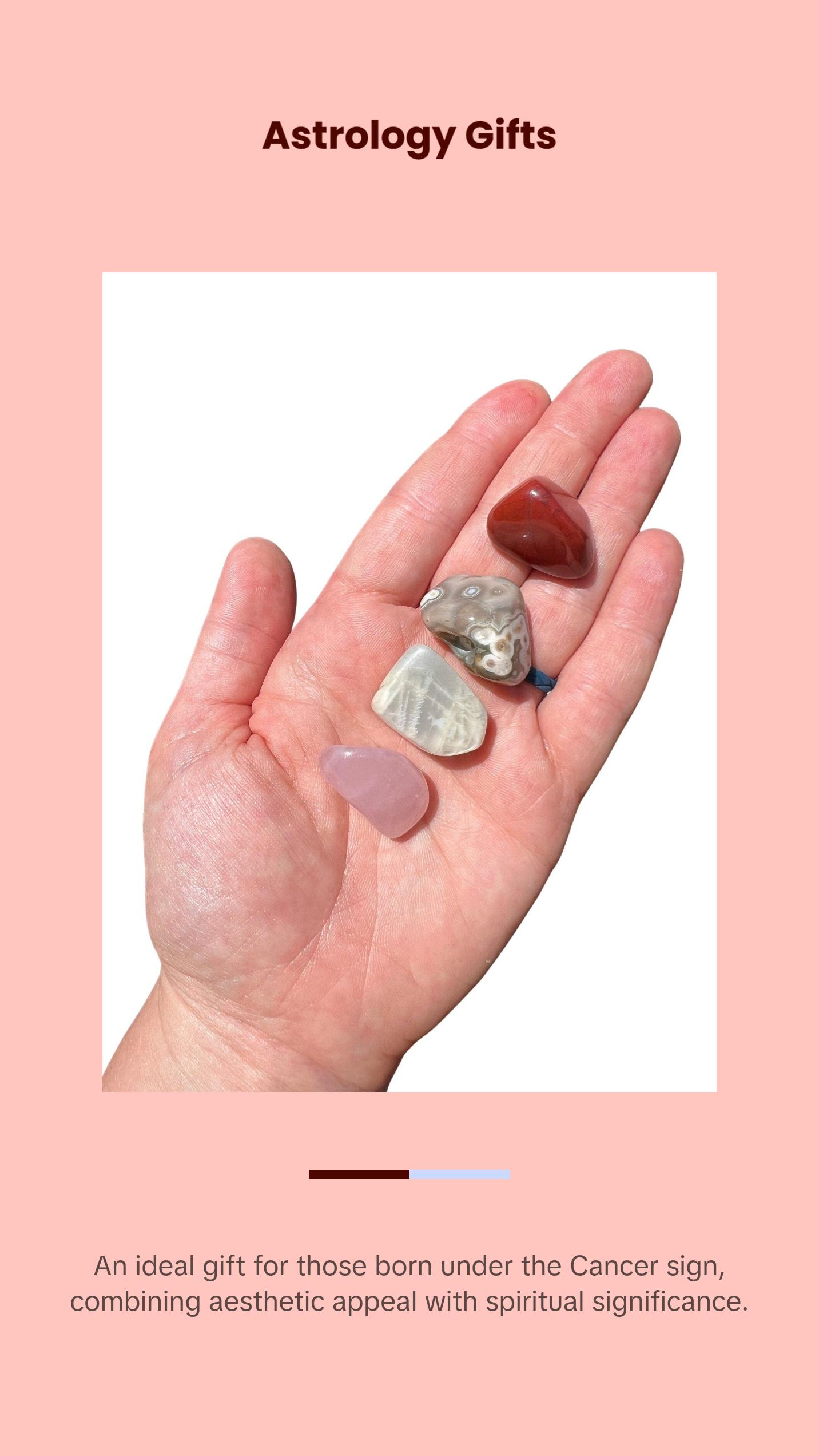 Cancer Zodiac Crystal Set - Tumbled Cancer Zodiac Crystals Metaphysical crystals - Astrology Gifts - Red Jasper, Ocean Jasper, Moonstone