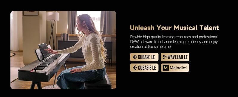 onner OURA S100 Home Digital Piano with 88 Key Graded Hammer Weighted Keyboard for Beginner, Boasts Bluetooth, 3 Original MIDI Demos, Local Off Function, 2 * 10 W, USB-MIDI, Piano Three Pedal, Black