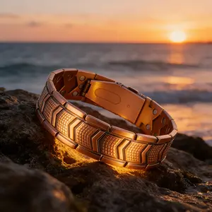 This shield-patterned copper bracelet symbolizes strength, supports better sleep, relieves discomfort, and boosts energy. Skin-friendly and well-crafted, it makes a perfect holiday and wellness gift.