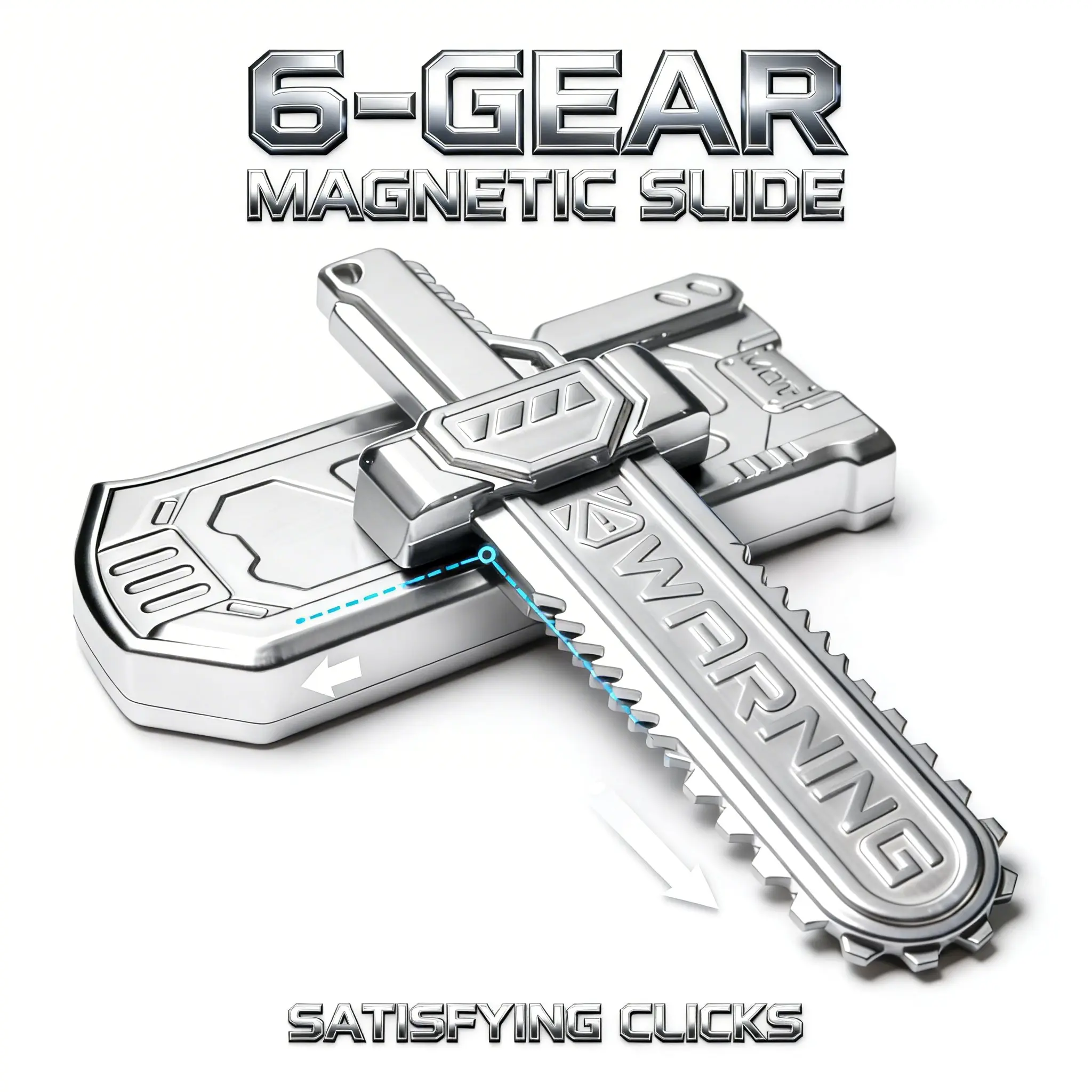 Magnetic Ejection Sword Fidget Slider Gunmetal Adjustable 6 Gear Tactile EDC Toy gift Anxiety Relief Focus ADHD Sensory Fidget Gadget with Click Sounds home decor crafts visual fidget toy