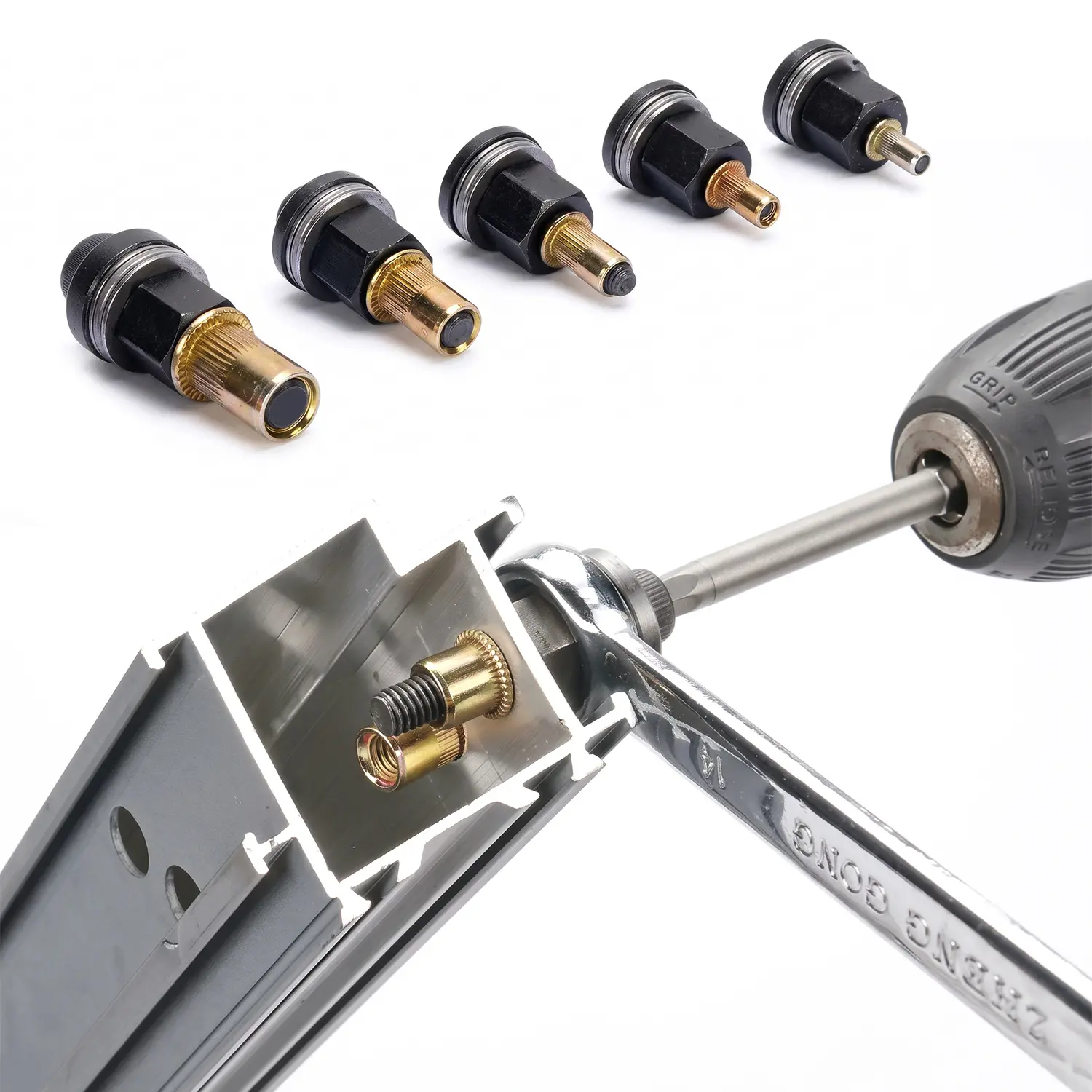 5PCS Head Rivet Nut Tool,M3 M4 M5 M6 M8 Rivnut Kit,Manual Rivnut Tool Mandrel Set Accessories For Sheet Metal Pipe Riveting Automotive Furniture Construction