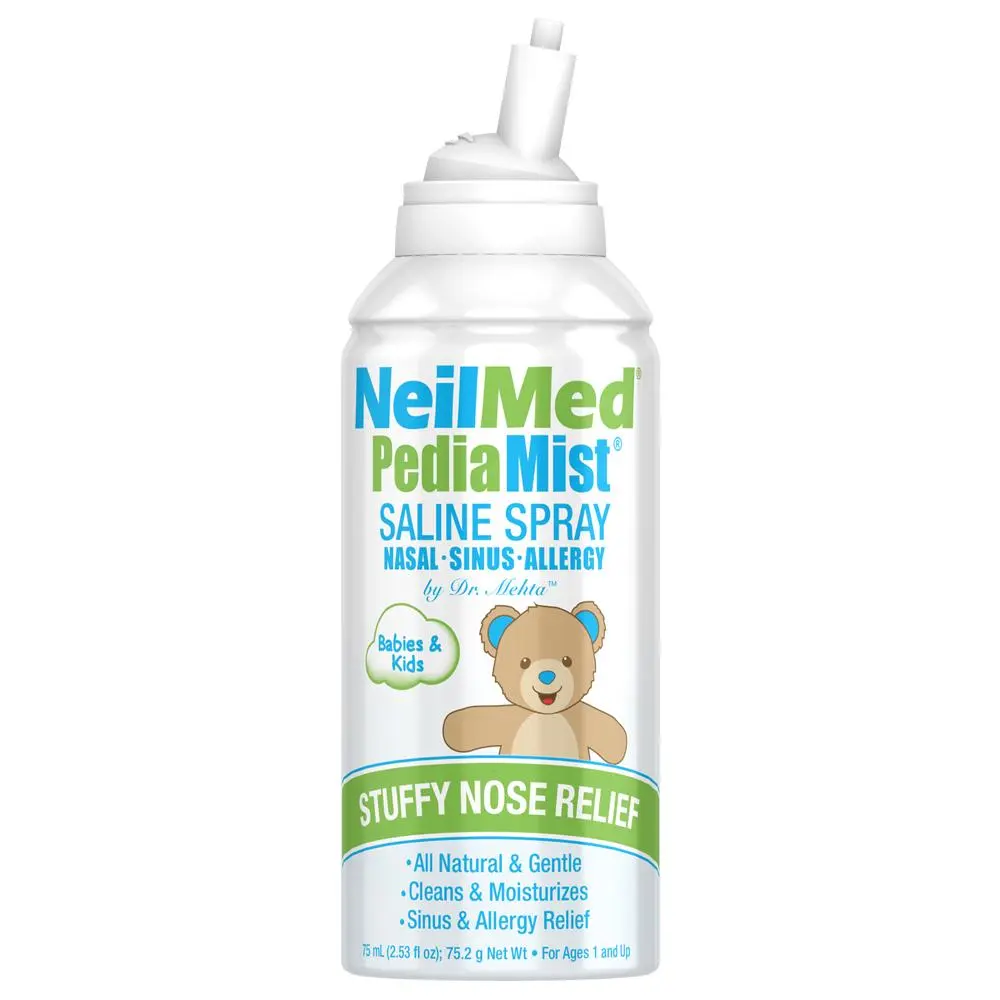 NeilMed PediaMist Saline Spray for Kids - All Natural & Gentle Nasal Congestion Relief - Helps with Allergies, Sinusitis & Dryness - 2.53 fl oz