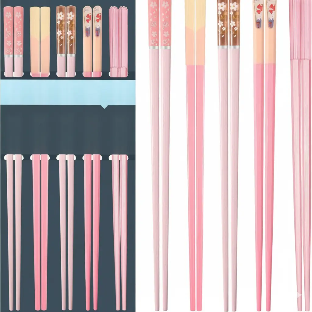5 Pairs Chopsticks Reusable Dishwasher Safe, 9.57 inches Pink Non-slip Lightweight Fiberglass Chop Sticks, Asian Cuisine Japanese Chinese Chopstick Gift Set