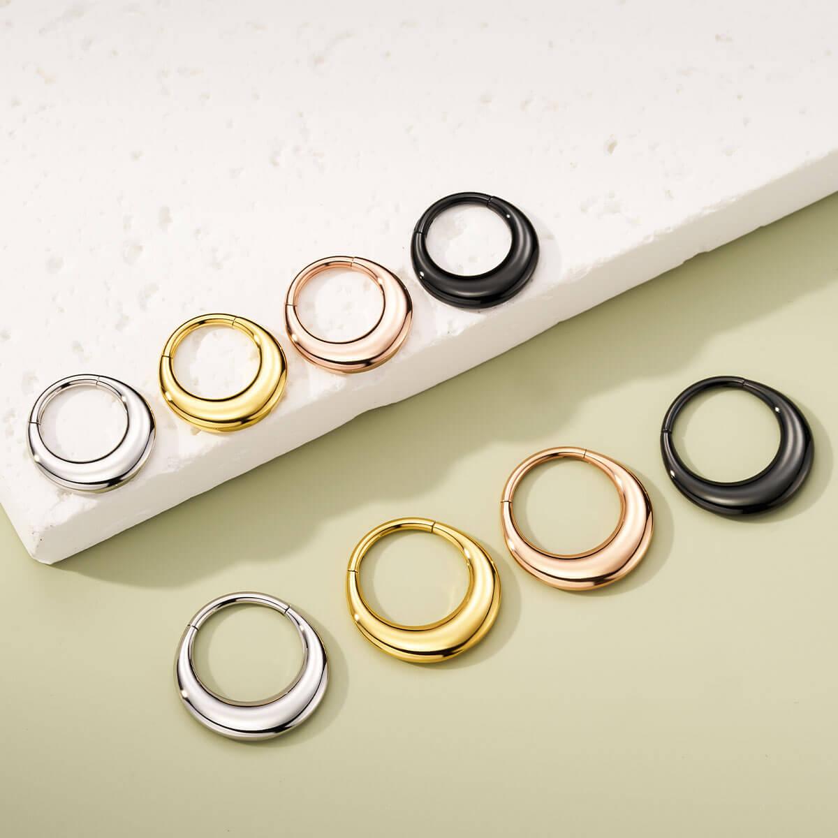 OUFER 16G Chunky Bubble Hinged Segment High Polish Nose Septum Daith Ring in Silver, Gold, Rose Gold & Black - 316L Stainless Steel