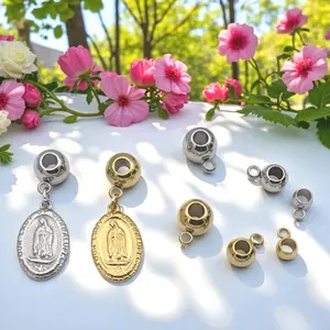 Stainless Bail Beads – Large Hole Charm Connectors for DIY Jewelry, Gold & Silver Tone