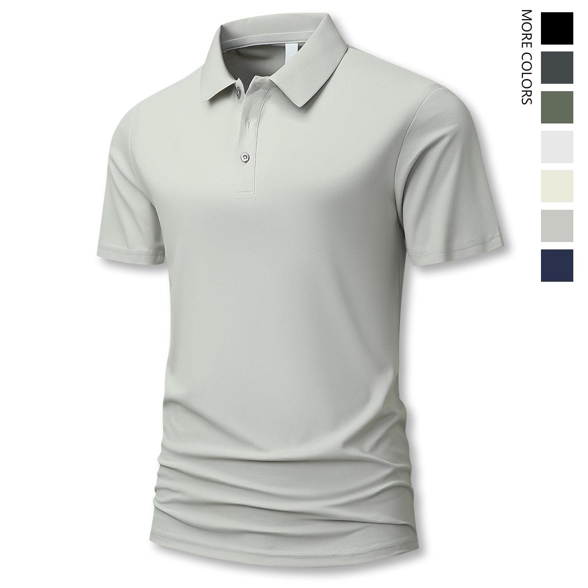 Men’s Summer Short-Sleeve Polo T‑Shirt, Lightweight Thin Design, Solid Color, Versatile Retro Minimalist Fashion, Perfect for Vacation, Outdoor Activities, and Casual Wear