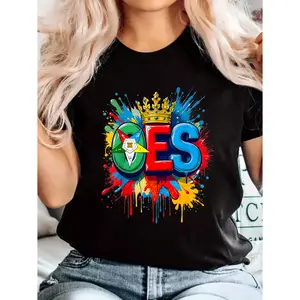 WaterColor Drip Cotton T-shirt Queen Crown Order of the Eastern Star