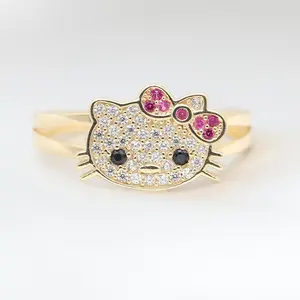 Iced Kitty Ring - 10k Gold