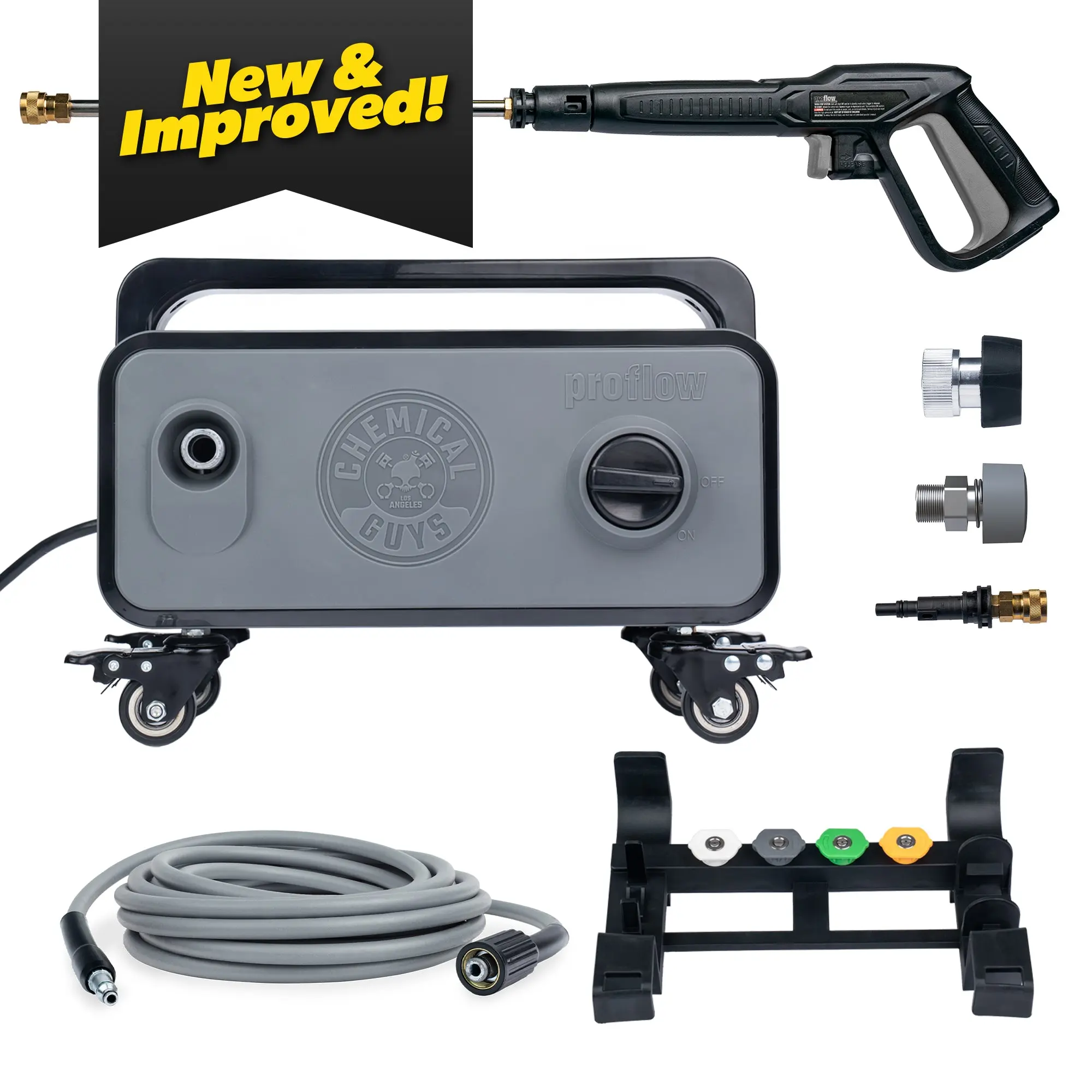 Chemical Guys ProFlow PM2000 Pro Electric High Pressure Washer - 2030 PSI, 1.77 GPM, Compact Lightweight Portable Design, Spray Gun, 4 Nozzles, Hose & Wand Pressure Washer Accessories for Auto Detailing, Home Cleaning, Portable Pressure Washer