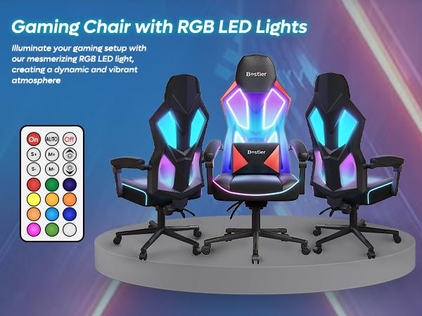 Bestier Gaming Chair Breathable High-Back Mesh Fabric, Led Gamer Chair for Adults with Comfortable Cushion, Lumbar Support, Linkage Armrests for Gamer, Kids, Students Bestier Gaming Chair Breathable High-Back Mesh Fabric, Led Gamer Chair for Adults with Comfortable Cushion, Lumbar Support, Linkage Armrests for Gamer, Kids, Students