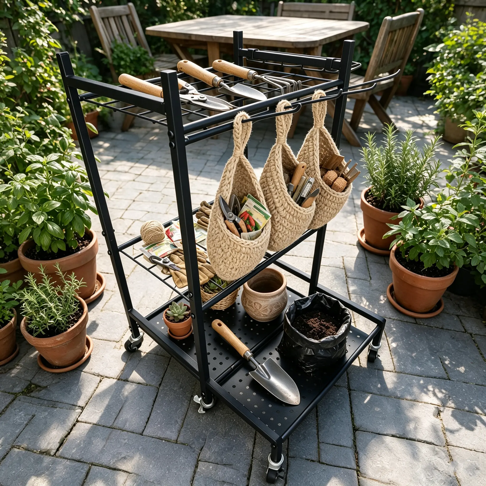 Garden Tool Storage Rack | Multifunctional tool storage basket, suitable for organizing and storing gardening tools such as mops and brooms.