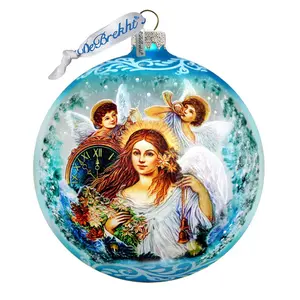 G.DeBrekht 73844-2 5 x 5.5 in. Christmas Angel Large Mercury Glass Christmas Collectible Ornaments