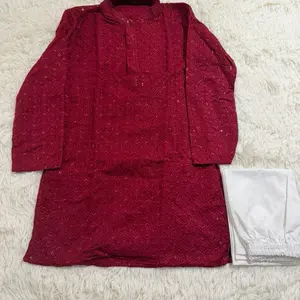 Chikankari kurta set in different colors with elastic pant