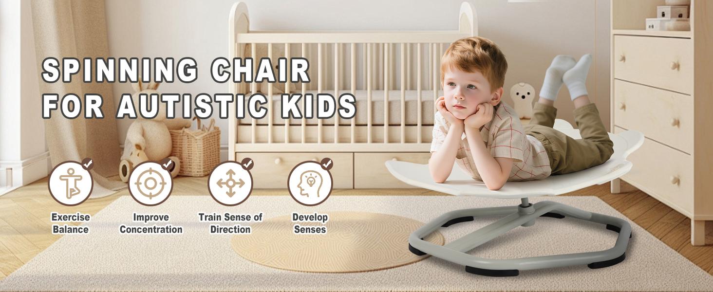 Children Swivel Chair,Boost Balance and Coordination in Kids, Sit and Spin Swivel Chair for Kids Toddlers, Sensory Spinning Seat Physical Creativity Coordination Chair Ergonomic Fun Furniture kids outdoor play