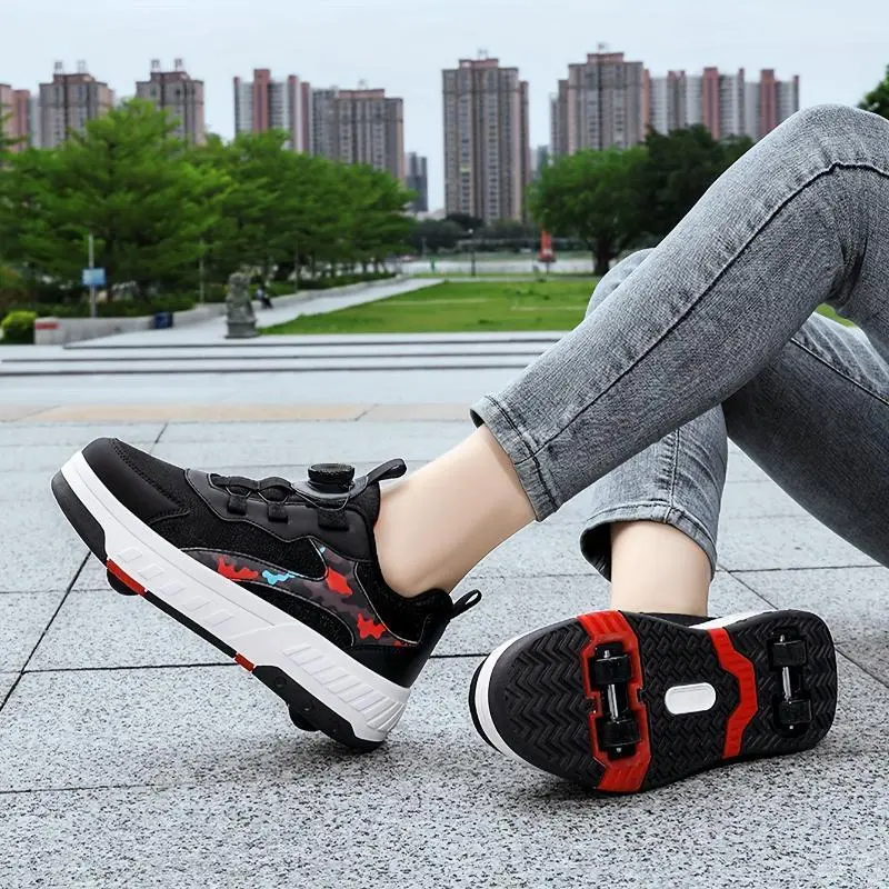 Hot Casual Cool Low Top Roller Skateboard Shoes For Boys, Breathable Lightweight Anti Slip Roller Skate Shoes For Indoor Outdoor, Spring And Autumn Hot Casual Cool Low Top Roller Skateboard Shoes For Boys, Breathable Lightweight Anti Slip Roller Skate Shoes For Indoor Outdoor, Spring And Autumn