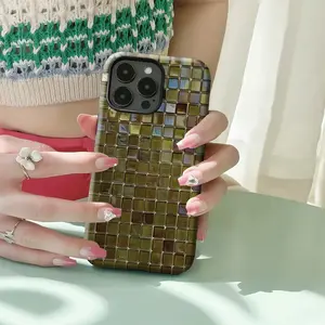 Mediterranean Mosaic Tile Phone Case,Abstract Artistic Tile Grid Design,iPhone 17/16/15/14/13/12/11