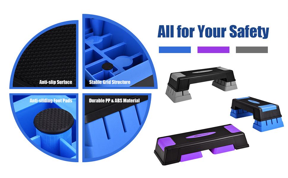 [Costway] 30'' Aerobic Stepper with Risers, 5” 7” 9” Levels Height Adjustable, Workout Fitness Exercise Step Platform Trainer with Non-Slip Foot Pads, for Home/Gym-Springtok