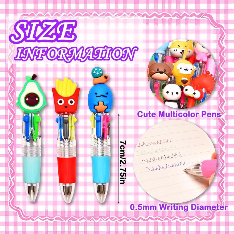 20Pcs Mini Multicolor Pens in One 4-in-1 Cute Pens Bulk for Kids, Fun Kawaii Ballpoint Pen for Birthdays and Children's Party Favors Gifts, Teacher School Supplies Thanksgiving Gift Student GIft